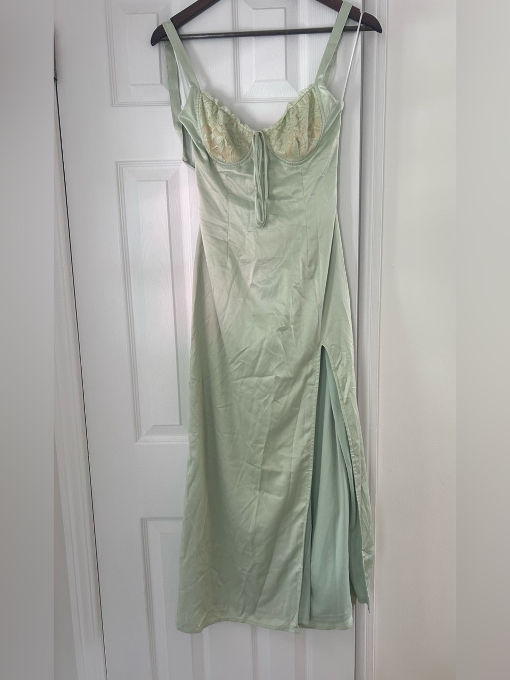 ThatsSoFetch Sorrento Satin Maxi Dress - Sage